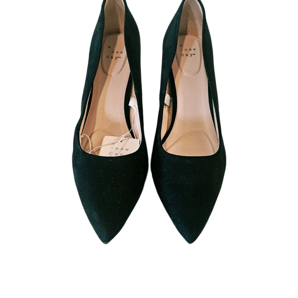 A New Day Black Suede Heeled Pumps Shoes Women's Size 8 Party Cocktail